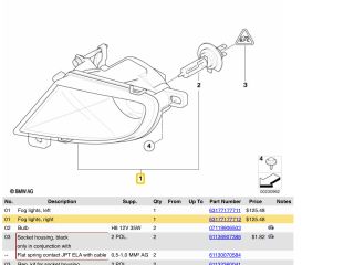bontott BMW 5 E60 Jobb Ködfényszóró