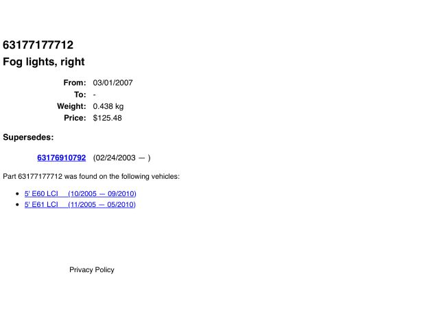 bontott BMW 5 E60 Jobb Ködfényszóró