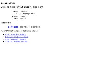 bontott BMW 5 E60 Jobb Visszapillantó Tükör (Elektromos)