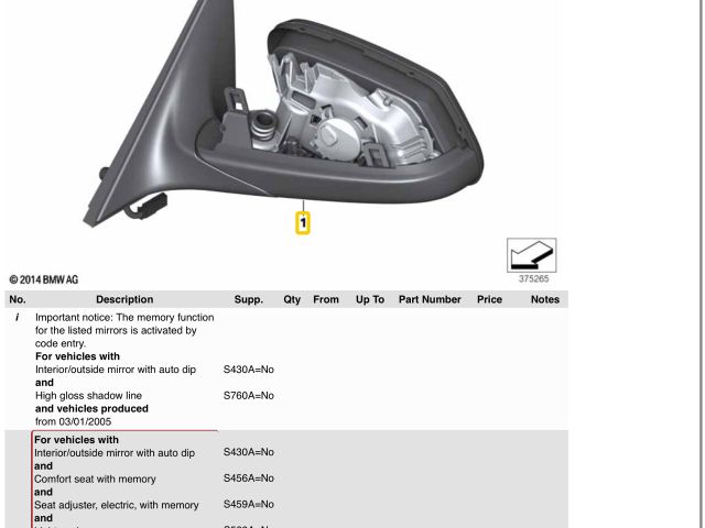bontott BMW 5 E60 Jobb Visszapillantó Tükör (Elektromos)