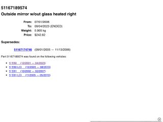 bontott BMW 5 E60 Jobb Visszapillantó Tükör (Elektromos)