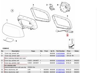 bontott BMW 5 E60 Jobb Visszapillantó Tükör Irányjelző