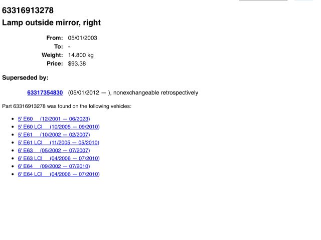 bontott BMW 5 E60 Jobb Visszapillantó Tükör Irányjelző