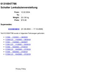 bontott BMW 5 E60 Kormányoszlop Állító Motor