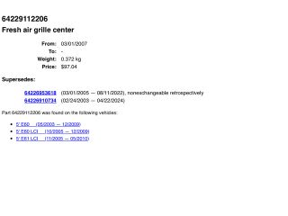 bontott BMW 5 E60 Középső Szellőző