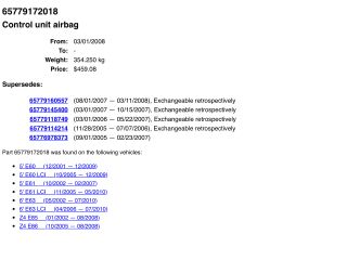 bontott BMW 5 E60 Légzsák Elektronika