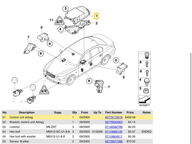 bontott BMW 5 E60 Légzsák Elektronika
