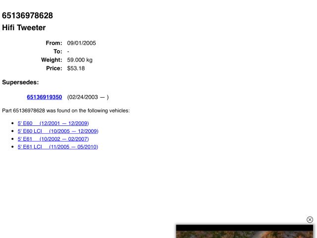bontott BMW 5 E60 Magassugárzó Hangszóró
