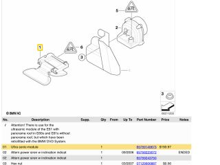 bontott BMW 5 E60 Riasztó Ultrahang Érzékelő
