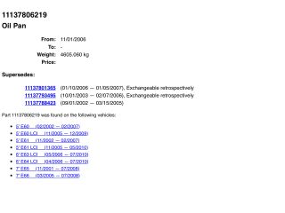 bontott BMW 5 E61 Olajteknő