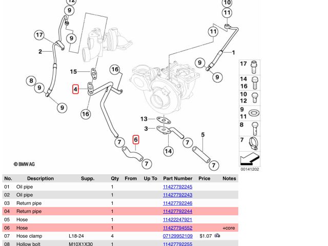 bontott BMW 5 E61 Turbó Olajcső