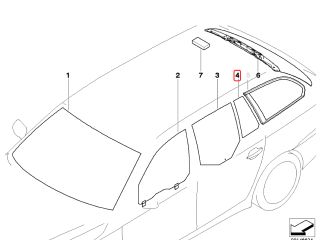 bontott BMW 5 E61 Bal hátsó Fixüveg (Ajtóban)