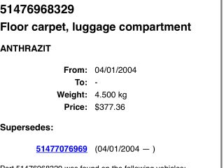 bontott BMW 5 E61 Csomagtér Tálca