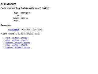 bontott BMW 5 E61 Csomagtérajtó Kapcsoló