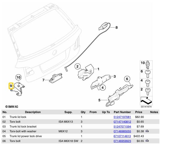 bontott BMW 5 E61 Csomagtérajtó Zárszerkezet