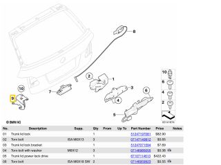 bontott BMW 5 E61 Csomagtérajtó Zárszerkezet