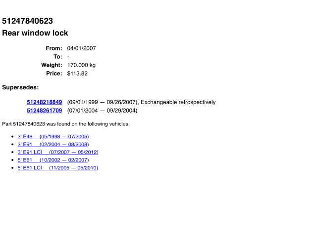 bontott BMW 5 E61 Csomagtérajtó Zárszerkezet