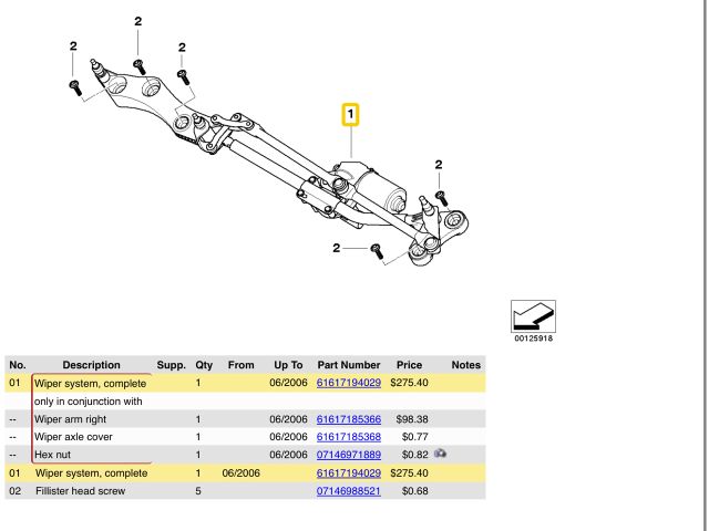 bontott BMW 5 E61 Első Ablaktörlő Szerkezet Motorral