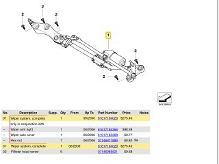 bontott BMW 5 E61 Első Ablaktörlő Szerkezet Motorral