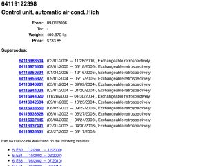 bontott BMW 5 E61 Fűtéskapcsoló (digit klímás)