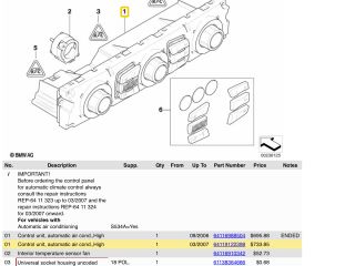 bontott BMW 5 E61 Fűtéskapcsoló (digit klímás)