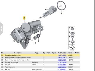 bontott BMW 5 E61 Hátsó Ablaktörlő Motor
