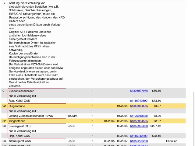 bontott BMW 5 E61 Immobilizer Gyűrű