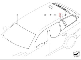 bontott BMW 5 E61 Jobb hátsó Fixüveg (Ajtóban)