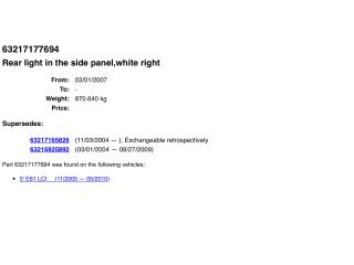 bontott BMW 5 E61 Jobb Külső Hátsó Lámpa