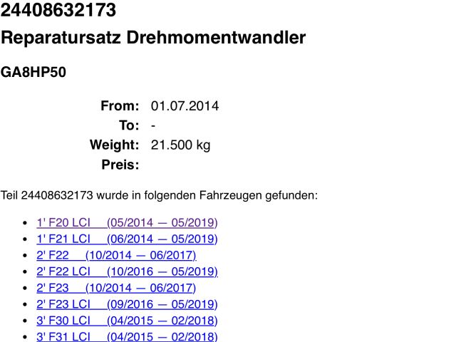 bontott BMW 5 F10 Automata Kuplung