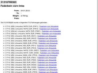 bontott BMW 5 F10 Bal első Lengéscsillapító
