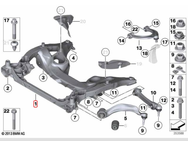 bontott BMW 5 F10 Első Bölcső