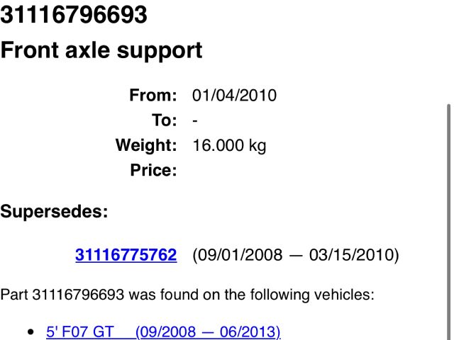 bontott BMW 5 F10 Első Bölcső