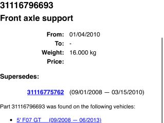 bontott BMW 5 F10 Első Bölcső