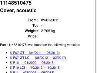 bontott BMW 5 F10 Felső Motorburkolat