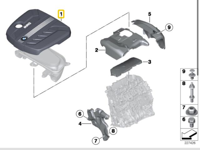 bontott BMW 5 F10 Felső Motorburkolat