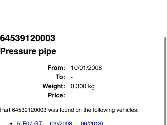bontott BMW 5 F10 Klíma Cső