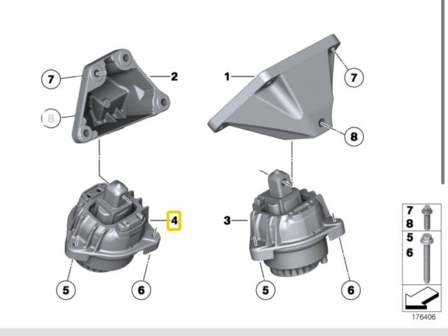 bontott BMW 5 F10 Motor Tartó Bak Jobb