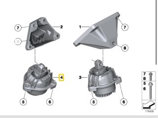 bontott BMW 5 F10 Motor Tartó Bak Jobb