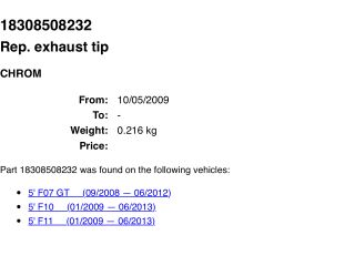 bontott BMW 5 F10 Hátsó Kipufogó Dob