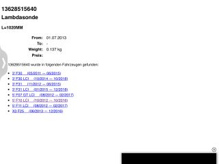 bontott BMW 5 F10 Első Lambdaszonda