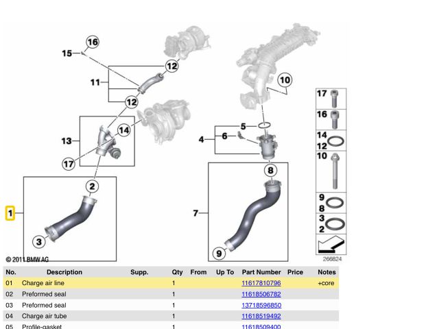 bontott BMW 5 F10 Turbócső