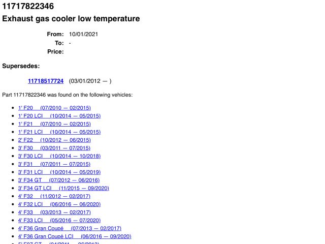 bontott BMW 5 F10 EGR Hűtő