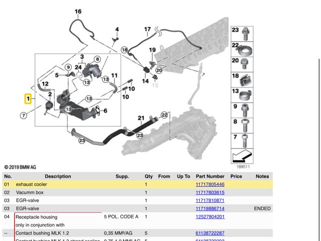bontott BMW 5 F10 EGR Hűtő