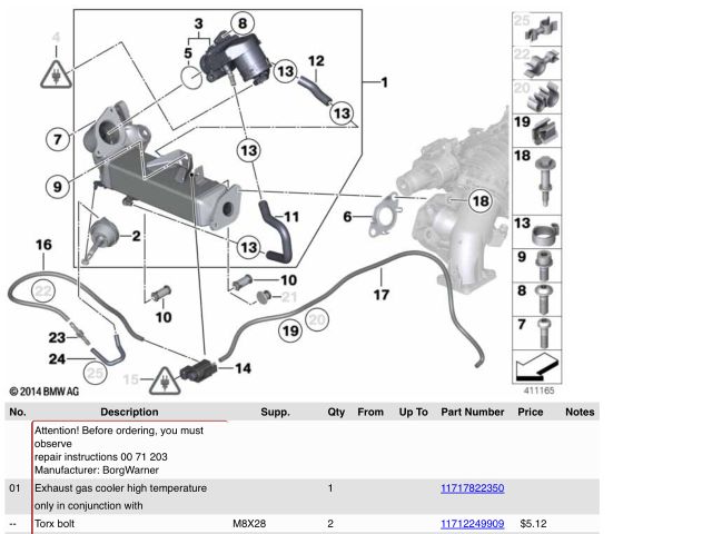 bontott BMW 5 F10 EGR Hűtő