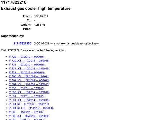 bontott BMW 5 F10 EGR Hűtő