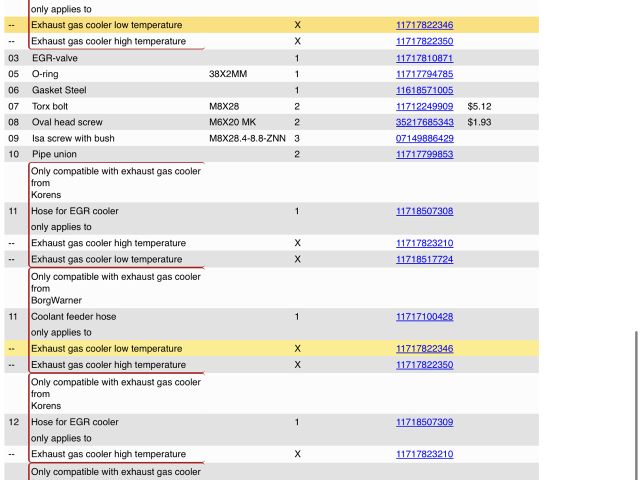 bontott BMW 5 F10 EGR Hűtő
