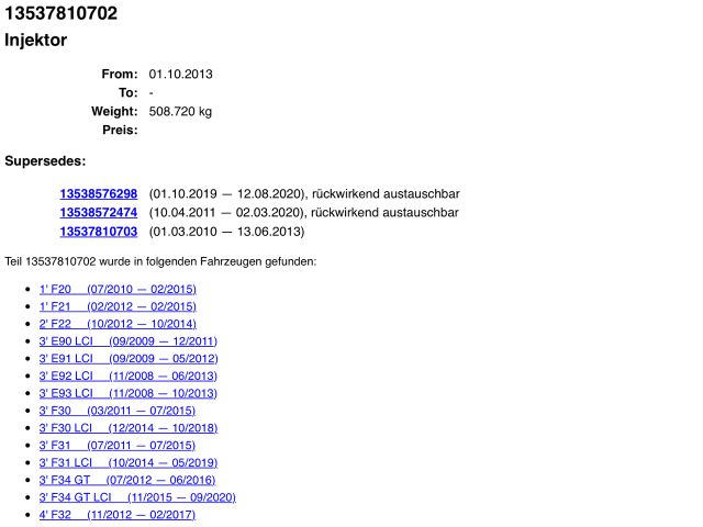 bontott BMW 5 F10 Porlasztó (1 db)