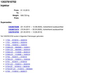 bontott BMW 5 F10 Porlasztó (1 db)