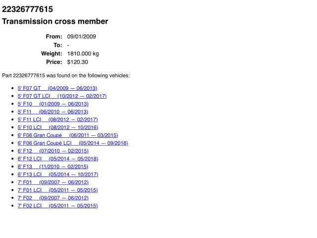 bontott BMW 5 F10 Váltó Tartó Bak (Pozíciófüggetlen)